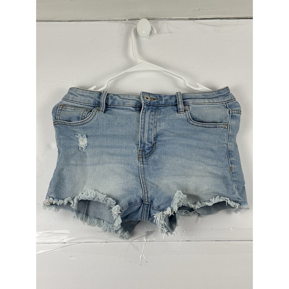 Kendall + Kylie Drifter High Rise Denim Shorts 7/28 Light Wash Distressed Cutoff